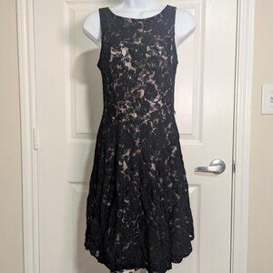 Maurices Black Nude Lace Overlay Skater Dress- Size 4